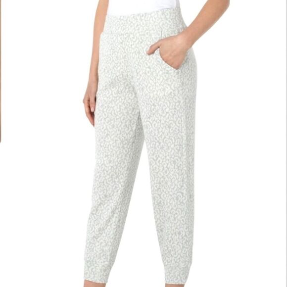 Liverpool pull‎ on gray white leopard jacquard patterned jogger sweatpants small - Picture 2 of 5